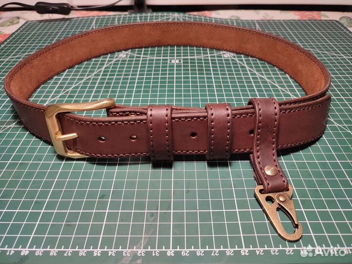 Кожаный ремень,мужской, ручной работы