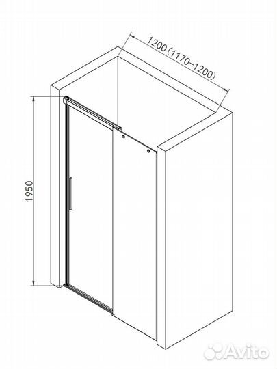 Душевая дверь в нишу aquame 1200x1950 хром AQM4803-12