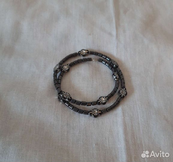 Браслет гематитовый, безразмерный спираль