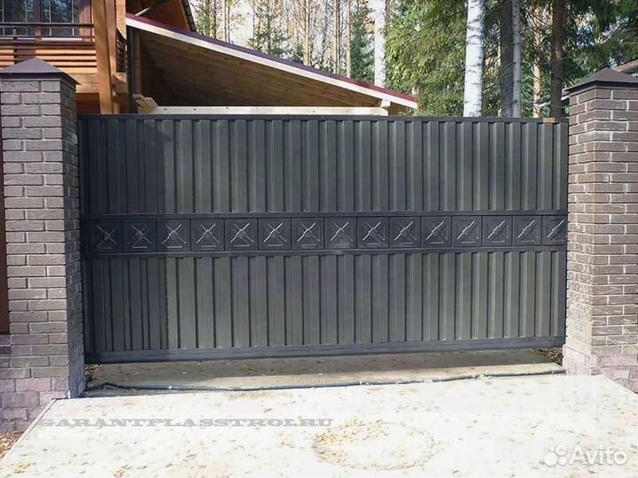 Установка откатных ворот