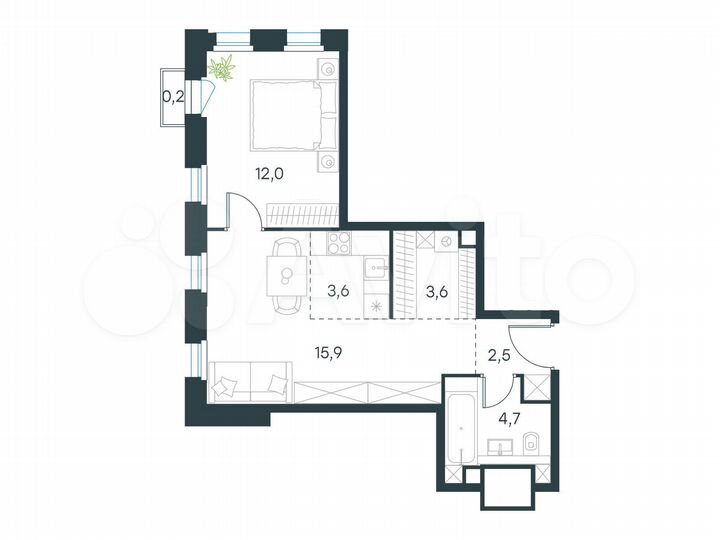 2-к. квартира, 42,5 м², 20/31 эт.