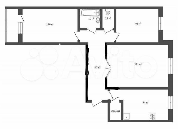 3-к. квартира, 65,3 м², 4/5 эт.