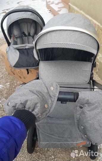 Коляска в9 3в1 обновлённая (серый цвет)