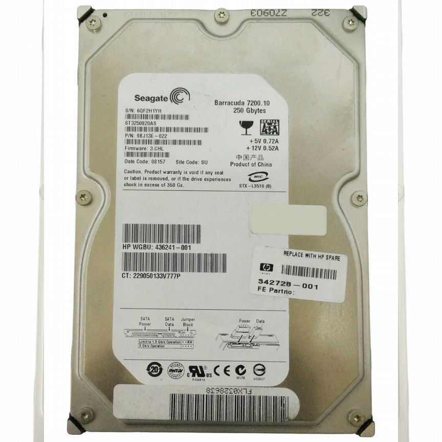 [436241-001] Жесткий Диск Hp 250gb Sata2 3,5" Hdd 436241-001