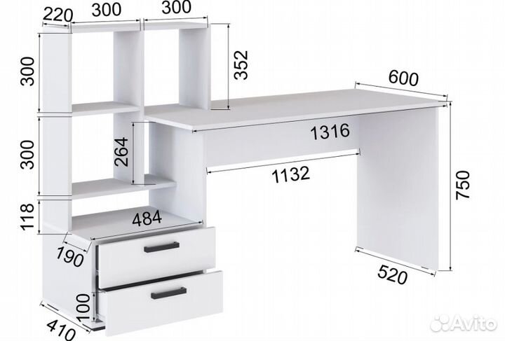 Компьютерный стол скм-5 дуб сонома/белый