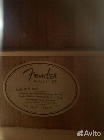 Гитара fender acoustic CD-60 NAT