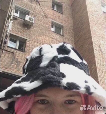 Панама плюшевая с коровьим принтом