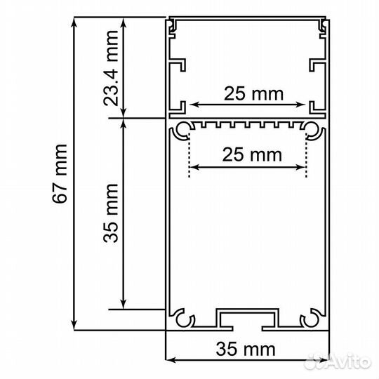 Профиль для светодиодной ленты CAB267 2000*36*67мм