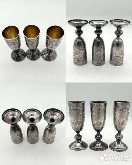 Набор 3 рюмки серебро 84 проба 67,5 гр. 14 мл