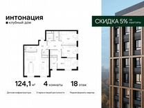 4-к. квартира, 124,1 м², 18/21 эт.