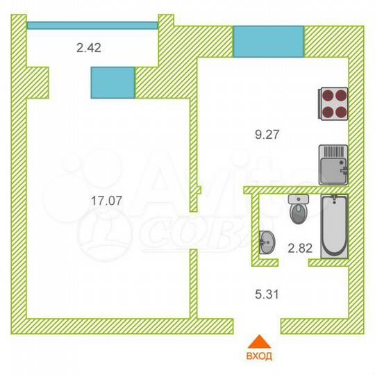 1-к. квартира, 34,8 м², 5/10 эт.