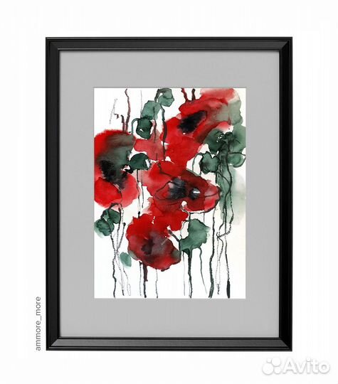 Интерьерная абстрактная картина «Маки»