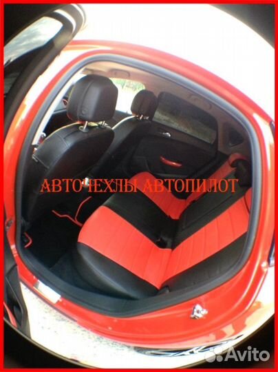 Чехлы Автопилот Opel Astra J из экокожи чёрно-крас