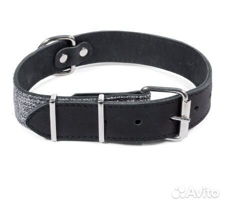 Triol Ошейник кожаный Твид черный 35*620мм 1123211