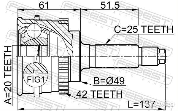 ШРУС наружный febest, 0710SY415A42