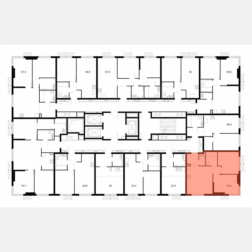 2-к. квартира, 48,8 м², 24/24 эт.