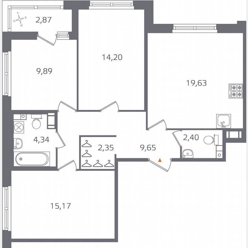 3-к. квартира, 79,1 м², 11/15 эт.
