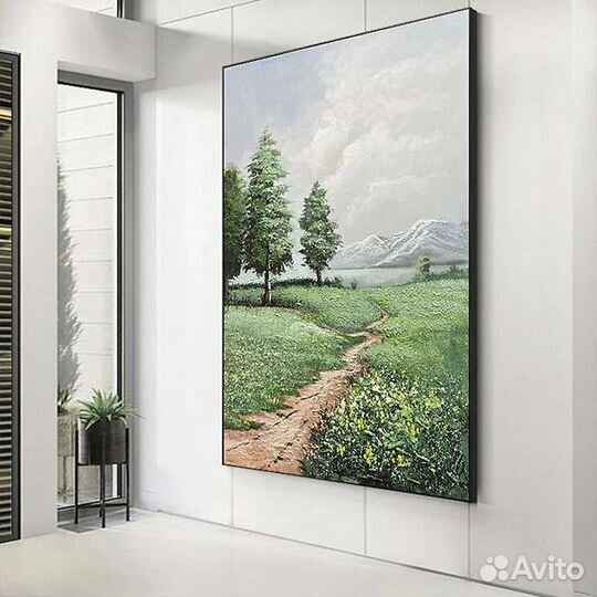 Большая картина маслом в интерьер Тропинка