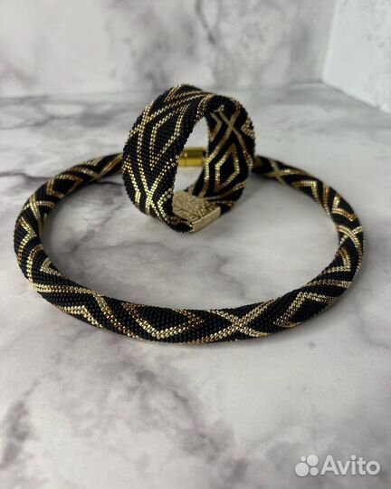 Чокер и браслет из японского бисера ручной работы