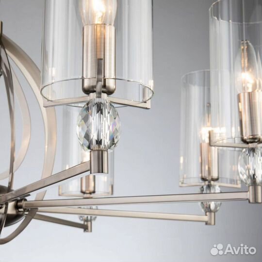 Люстра подвесная металл и стекло модерн