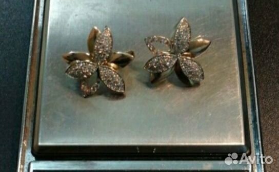 Золотой набор, серьги и подвеска