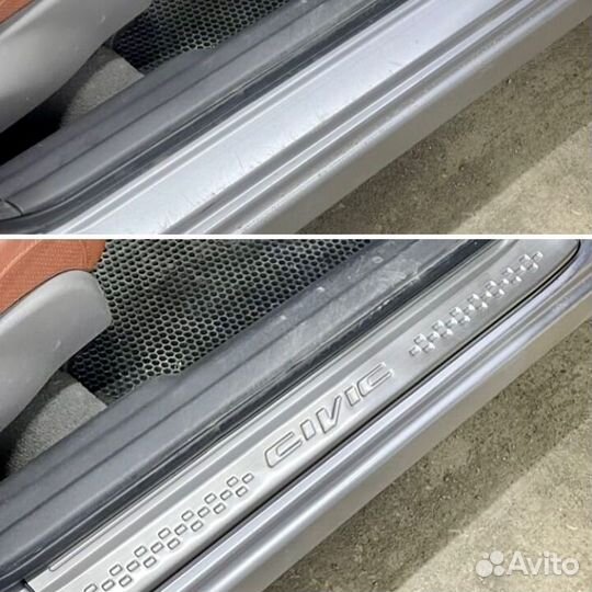 Накладки на пороги с загибом для Honda Civic 4D