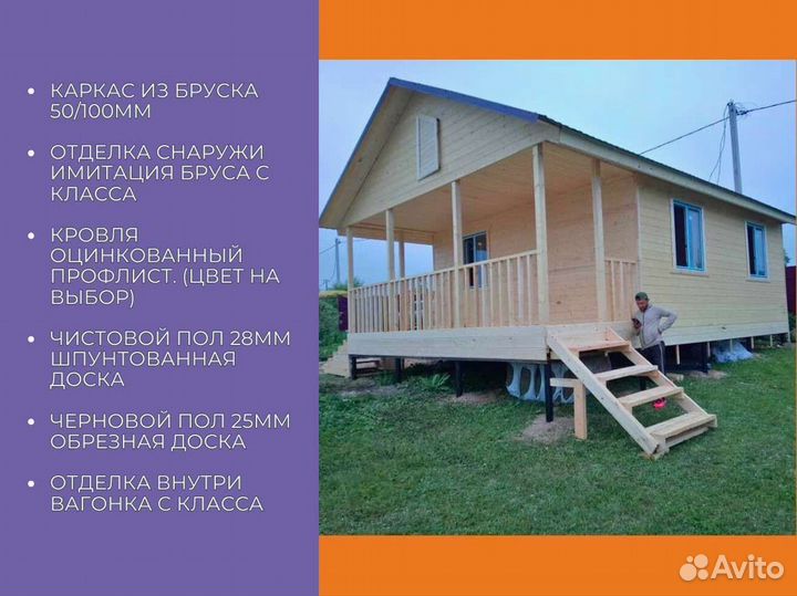 Домик 6x4 с верандой 6x2 на участок