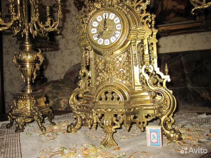 Каминные часы с Подсвечниками Германия Бронза