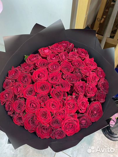 Букет роз 55шт с доставкой