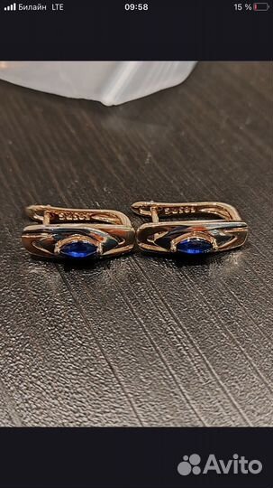 Золотые серьги и кольцо комлект