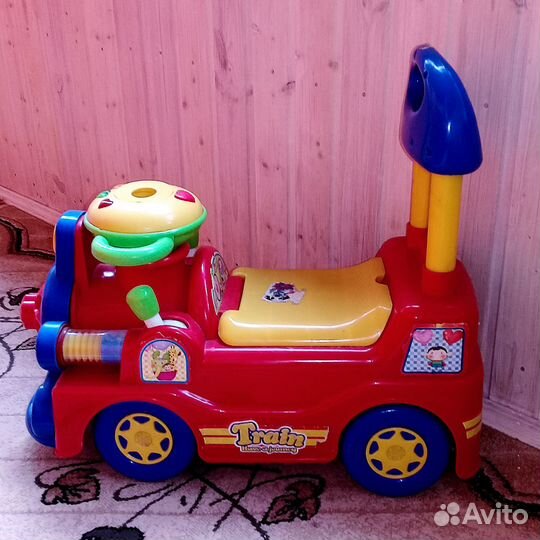 Паровозик каталка + машинки
