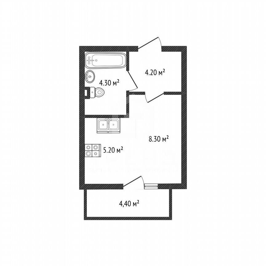Квартира-студия, 23,3 м², 4/12 эт.