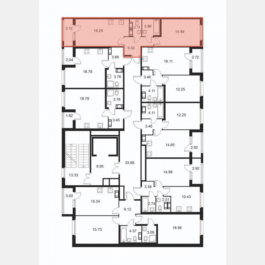 1-к. квартира, 45,6 м², 9/9 эт.