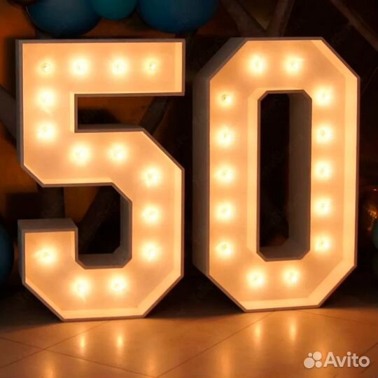 Цифры с лампами для фотозоны