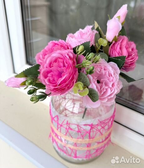 Искусственные цветы - розовые розочки - для декора