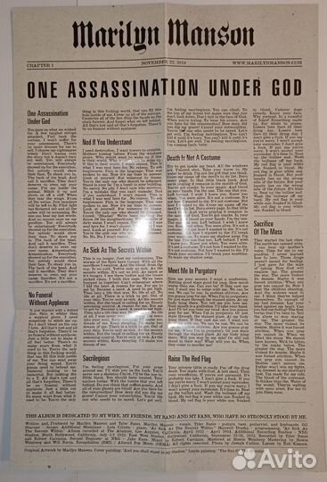 Marilyn Manson - One Assassination Under God, Сд