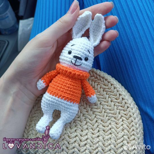 Заяц, амигуруми, игрушка зайчик, вязаный зайка