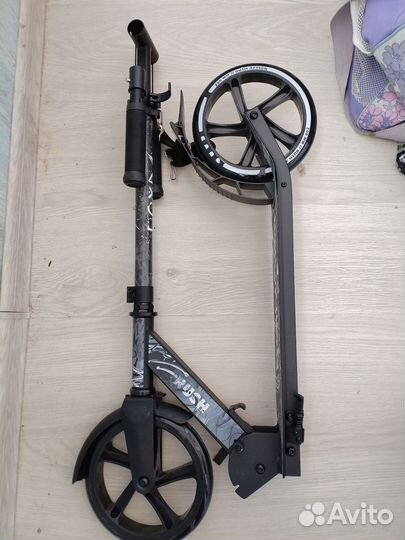 Самокат двухколесный rush action черный