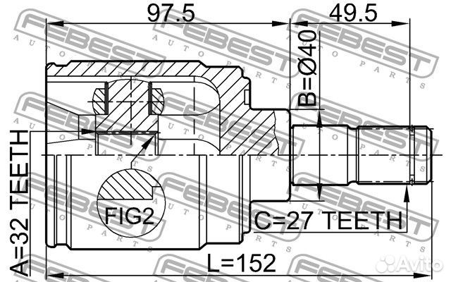 Шрус внутренний правый 32x40x27