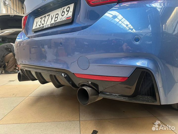 Bmw f32 диффузор 1-1 435 черный глянец