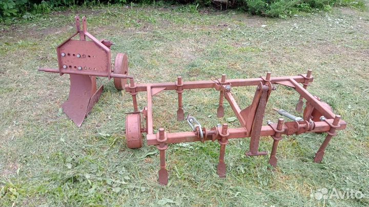 Плуг и борона с самодельной рамой под квадроцикл
