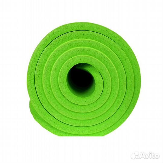 Фитнес коврик для йоги 1см толстый зелёный +стяжка