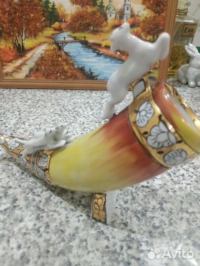 Статуэтка керамика СССР Рог изобилия или охотничий