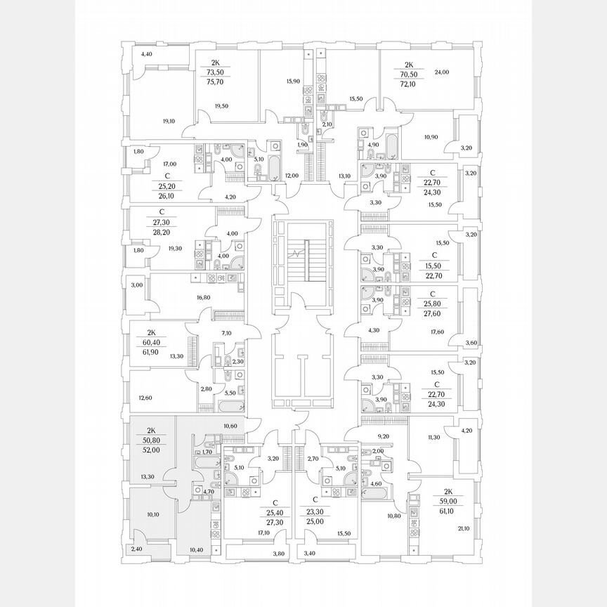 2-к. квартира, 52 м², 13/13 эт.