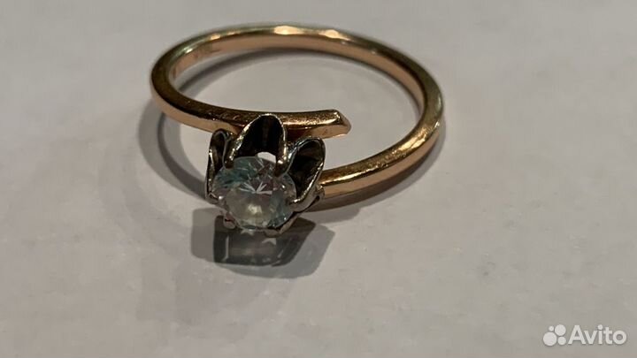 Золотое кольцо с бриллиантом 0,45 Ct СССР