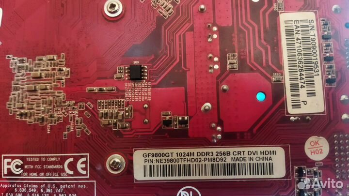 Видеокарта GF 9800GT 1G nvidia palit