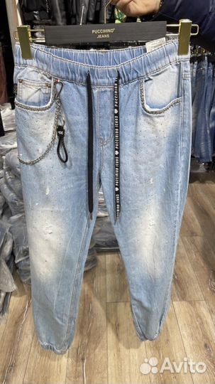 Джинсы со стразами