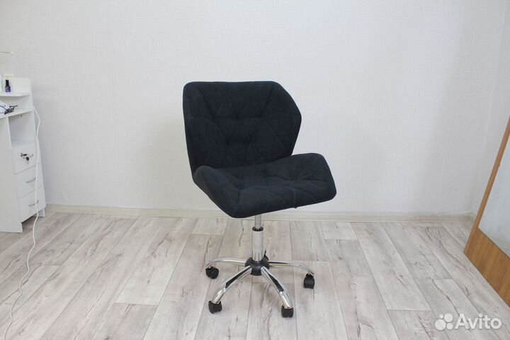 Стул мастера на колесиках, Ракушка, большой, велюр