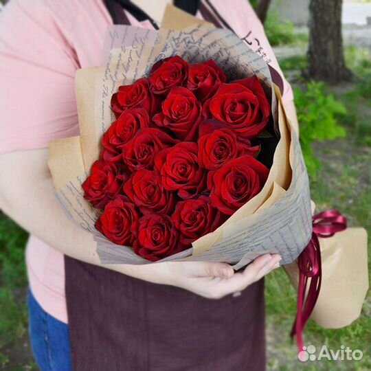 Букет из 15 роз Клубника Премиум 50 см