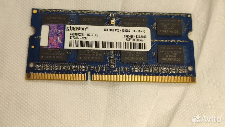 Kingston SoDimm ddr3 4Gb PC3-12800s-11-11-F3